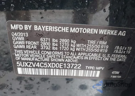 2013 BMW X5 xDrive35I/xDrive35I Premium/xDrive35I Sport Activity from USA, damaged, VIN 5UXZV4C5XD0E13722